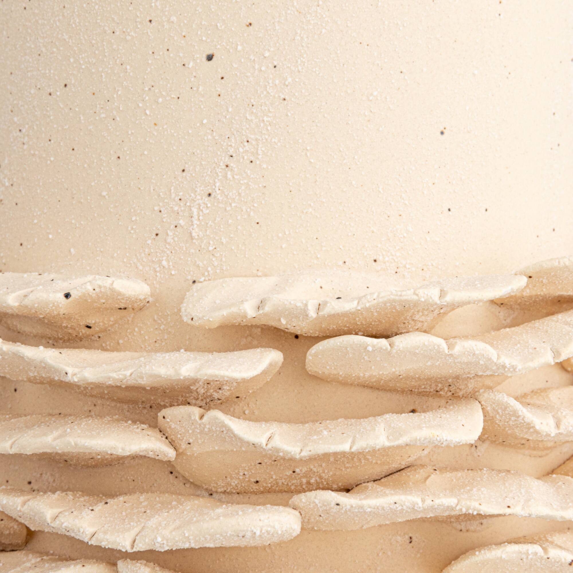 Hello Honey® 10" Matte Cream Ruffled Elegance Stoneware Vase